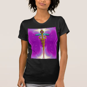 GOLD CADUCEUS MEDIZINISCHE SYMBOL, Pink Fuchsia T-Shirt