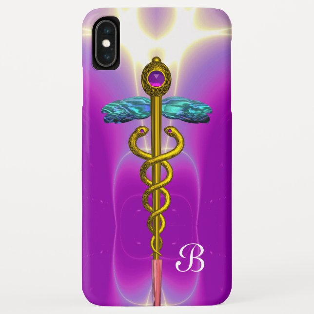 GOLD CADUCEUS MEDIZINISCHES MONOGRAMM, Pink Fuchsi Case-Mate iPhone Hülle (Rückseite)