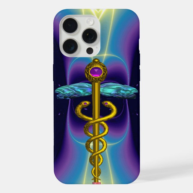 GOLD CADUCEUS MONOGRAM iPhone 15 PRO MAX HÜLLE (Rückseite)