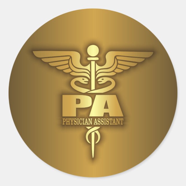 Gold Caduceus (PA) Runder Aufkleber (Vorderseite)