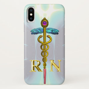 GOLD CADUCEUS REGISTRIERT NURSE SYMBOL Light Blue iPhone X Hülle