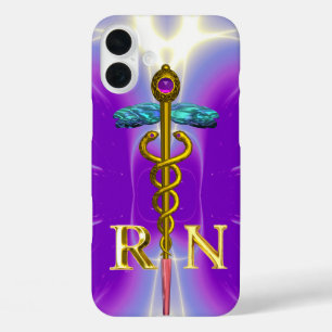 GOLD CADUCEUS REGISTRIERTE PFLEGESYMBOL PURPUR iPhone 16 PLUS HÜLLE