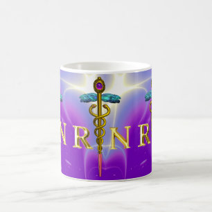GOLD CADUCEUS REGISTRIERTES NURSE-SYMBOL Lila Aqua Kaffeetasse