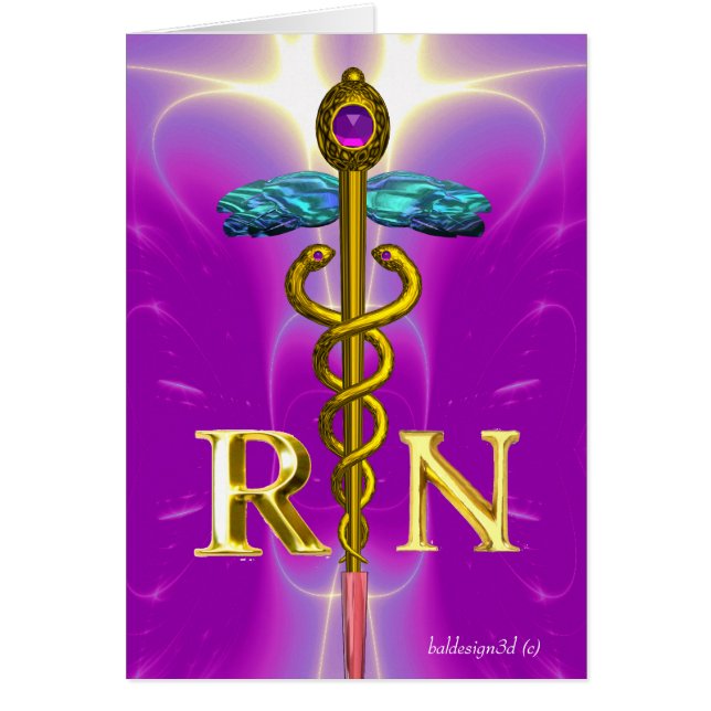 GOLD CADUCEUS REGISTRIERTES NURSE SYMBOL Pink Fuch (Vorne)