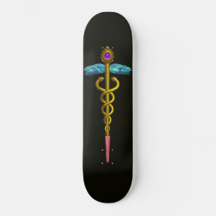 GOLD CADUCEUS, schwarz Skateboard