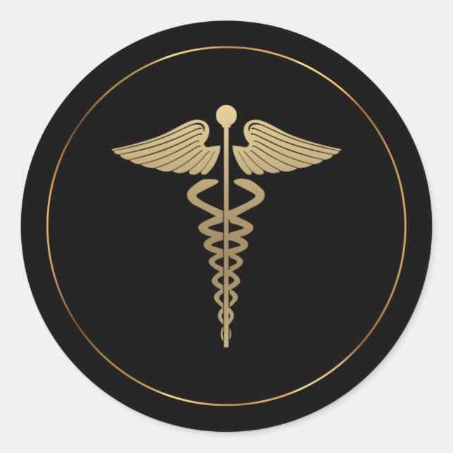 Gold Caduceus Symbol Aufkleber (Vorderseite)