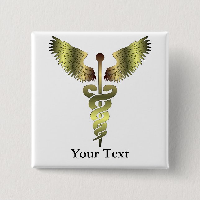 Gold-Caduceus-Symbol Button (Vorderseite)
