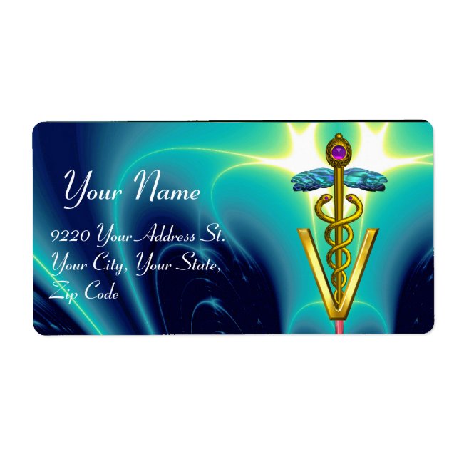 GOLD CADUCEUS VETERINÄRSYMBOL, aqublau,aquamarin (Vorne)