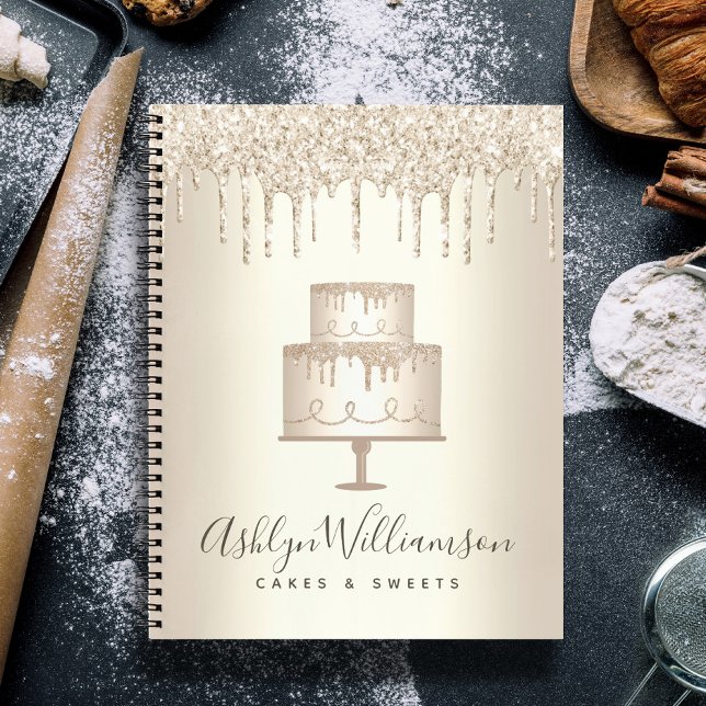 Gold Cake Bäckerei Dessert Glitzer Tropfen Kondito Notizbuch (Von Creator hochgeladen)