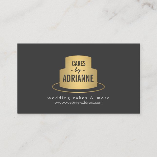 Gold Cake Logo II für Bäckerei, Café, Koch Visitenkarte (Vorderseite)