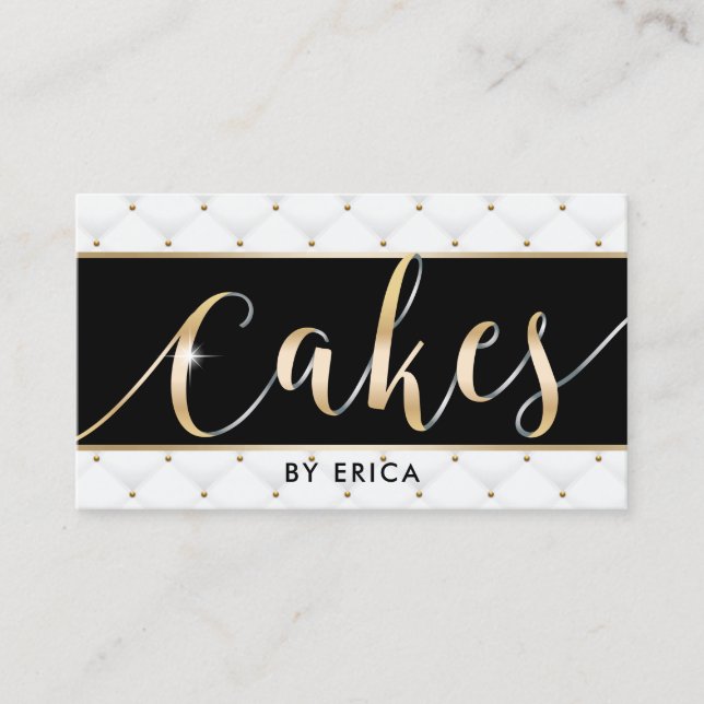 Gold Cake Typografie Konditorei Koch Luxusbäckerei Visitenkarte (Vorderseite)