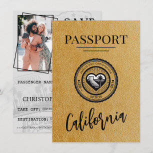 Gold California Passport Save the Date