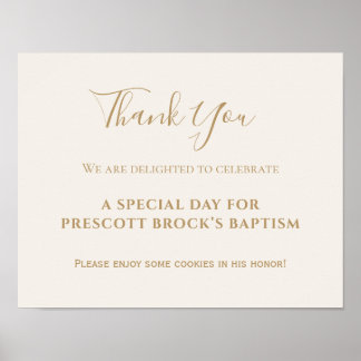 Gold Calligraphie Baptême Favoriser Poster