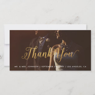 Gold Calligraphie Merci photo Carte photo