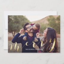 Gold Calligraphy Big Photo Joyeuse Carte de Noël