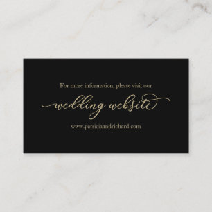 Gold Calligraphy Black Wedding Website Visitenkarte