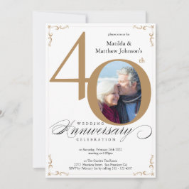 Gold Calligraphy Foto 40. Hochzeitstag Einladung