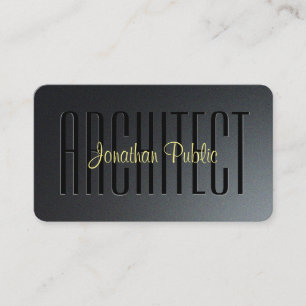 Gold Calligraphy Script Black & Gray Architect Visitenkarte