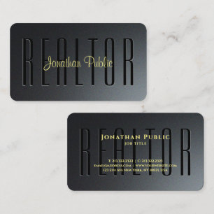 Gold Calligraphy Script Black & Gray Realtor Visitenkarte