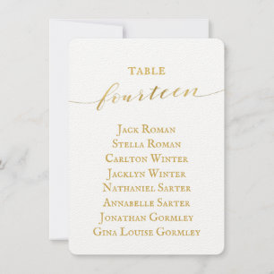 Gold Calligraphy Seating Chart Card Card Card Einladung