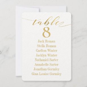 Gold Calligraphy Seating Chart Card Card Card Einladung