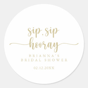 Gold Calligraphy Sip Hooray Brautparty Runder Aufkleber