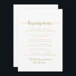Gold Calligraphy Wedding Kissing Menu Game Card<br><div class="desc">Diese goldene Kalligrafie Hochzeitskissingkarte eignet sich perfekt für einen rustikalen Hochzeitsempfang. Das einfache und elegante Design zeichnet sich durch klassische und extravagante Schriftzeichen in Gold aus.</div>