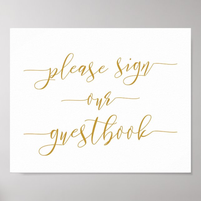 Gold Calligraphy Wedding Sign Our Guest Book Poster (Vorne)