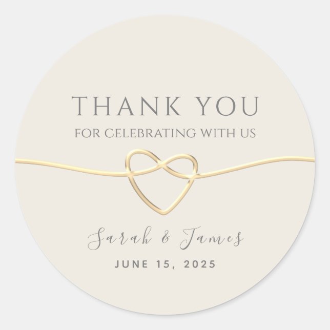 Gold Calligraphy Wedding Vielen Dank Runder Aufkleber (Vorderseite)