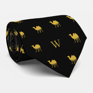 Gold Camel Humpday Monogram Initials Black Krawatte