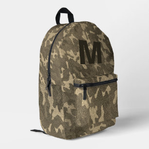 Gold Camouflage Glitzer Outdoorsy Brown Monogram Bedruckter Rucksack