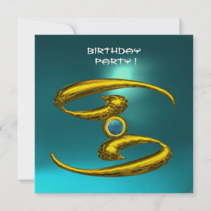 GOLD CANCER, Zodiac Birthday Jewel Aquamarine Blue Ankündigung