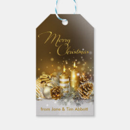 Gold Candles Frohe Weihnachten Geschenkanhänger
