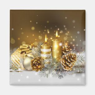 Gold Candles Weihnachten Magnet
