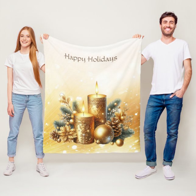 Gold Candles Weihnachtsfeiertag Fleece Blankon (Beispiel)