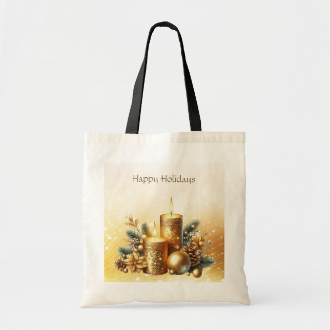 Gold Candles Weihnachtsfeiertag Tote Tasche (Vorne)