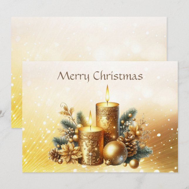 Gold Candles Weihnachtskarte Feiertagskarte (Vorne/Hinten)