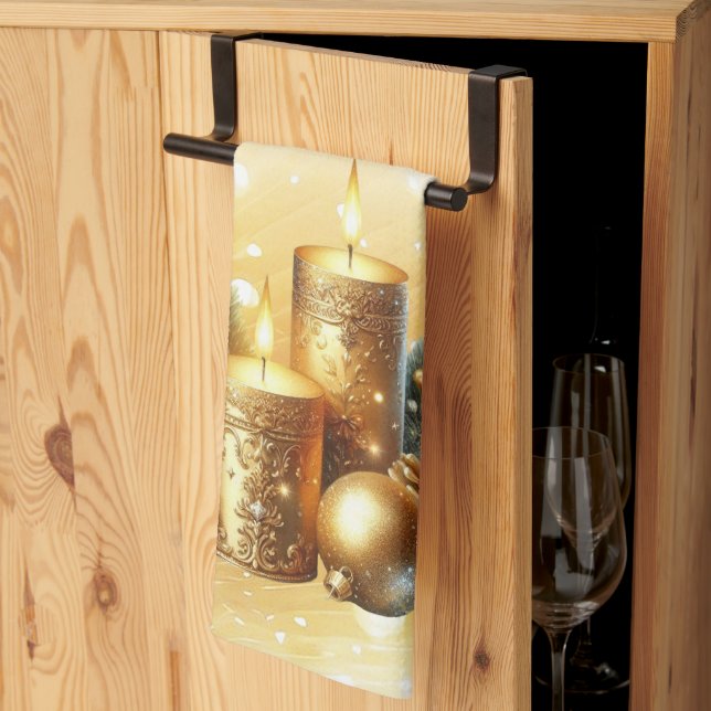 Gold Candles Weihnachtsküche Handtuch (Drittel gefaltet)