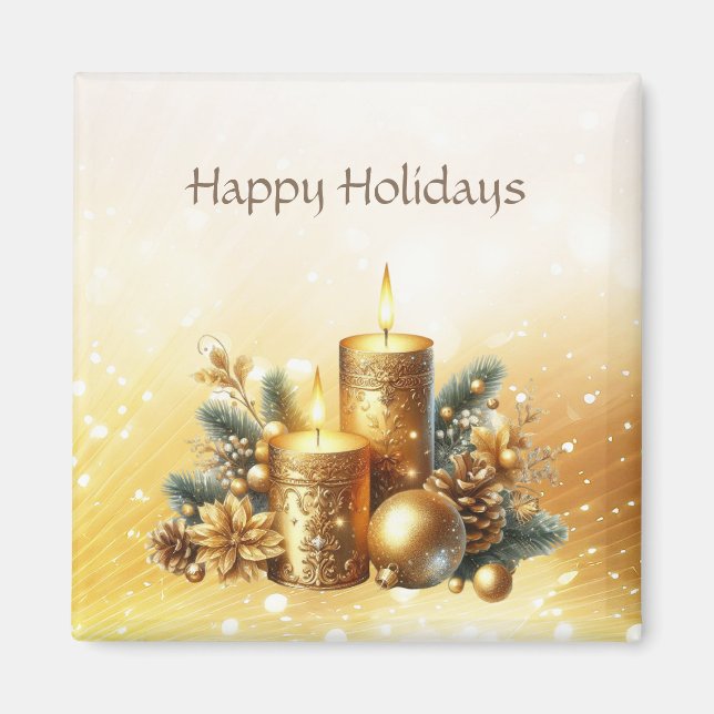 Gold Candles Weihnachtsmagnet Magnet (Vorne)