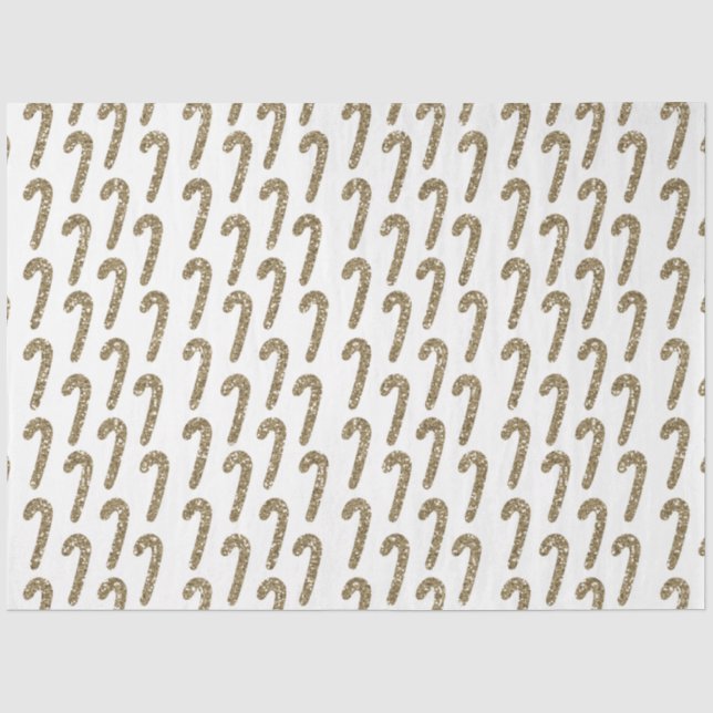 Gold Candy Canes Whimsical White Christmas Seidenpapier (Vorderseite)