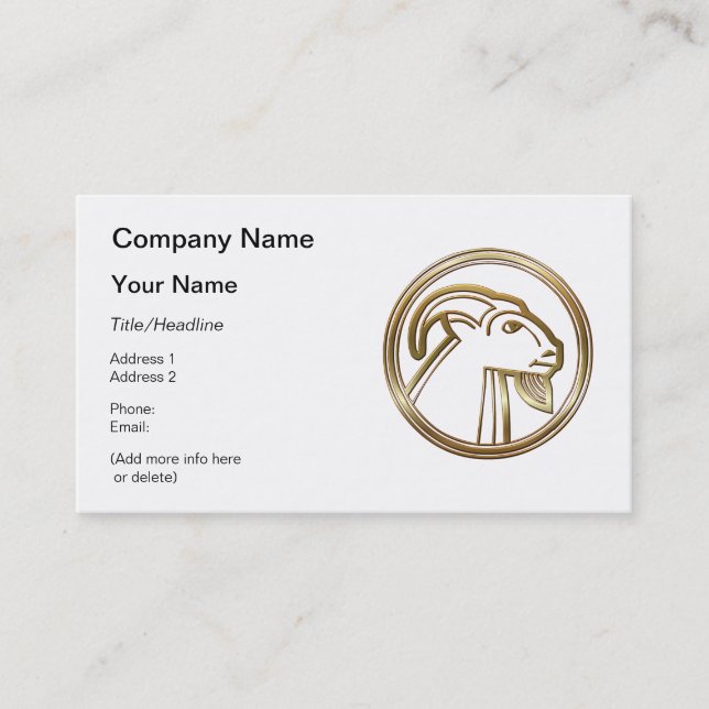 Gold Capricorn Zodiac Sea Goat Astrology Sign Visitenkarte (Vorderseite)
