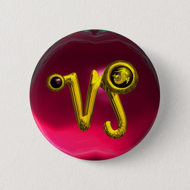 GOLD CAPRICORN / ZODIAC SIGN JEWEL BUTTON (Vorderseite)