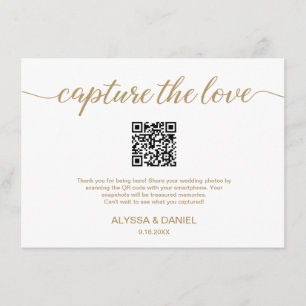 Gold Capture the Liebe QR Code Hochzeit Foto Aktie Begleitkarte