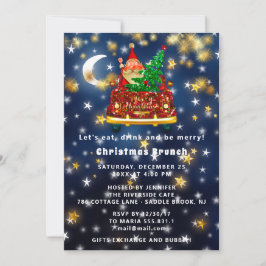 Gold Car Frohe Weihnachtsfeier Abendessen Santa Na Einladung