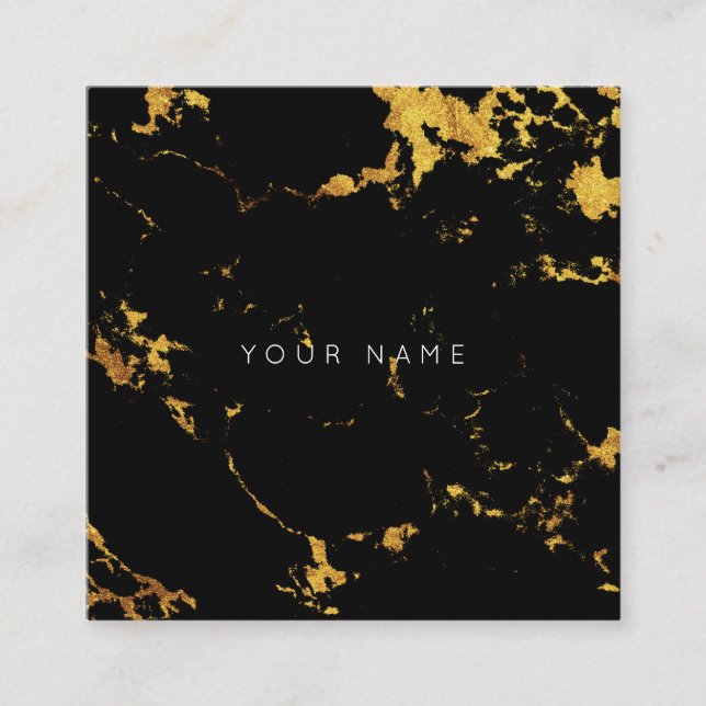 Gold Carrara Black Marble Vip Business Card Quadratische Visitenkarte (Vorderseite)