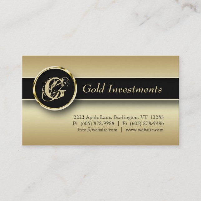 Gold Carte de visite Professional Modern Black (Devant)
