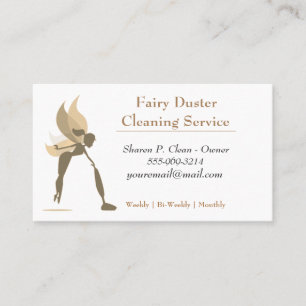 Gold Cartoon Fairy Girl House Reinigungsservice Visitenkarte
