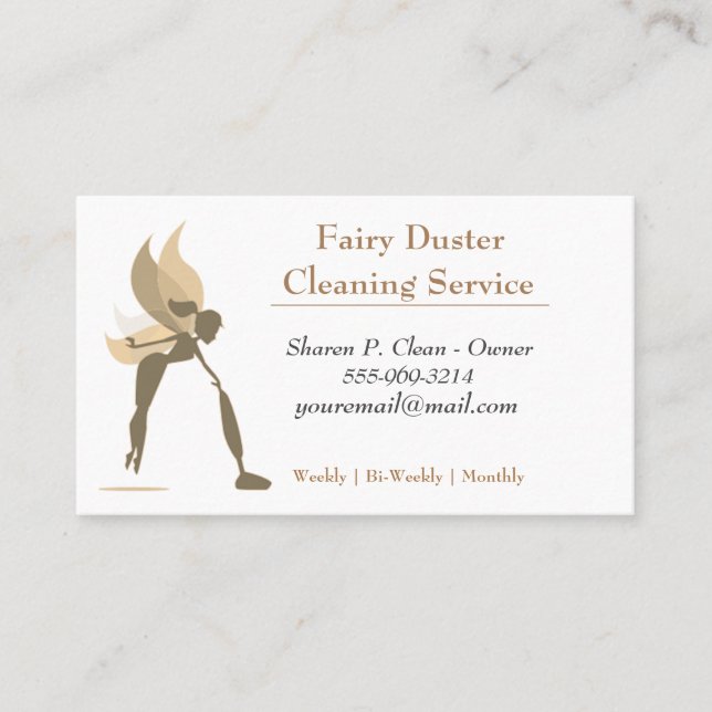 Gold Cartoon Fairy Girl House Reinigungsservice Visitenkarte (Vorderseite)