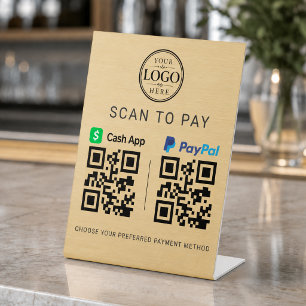 Gold Cash App Paypal Scannen zum Bezahlen Sockelschild