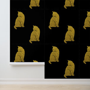 Gold Cat Farbschwarz Tapete